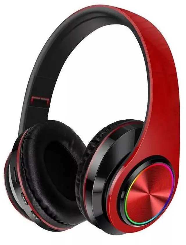 Alt view image 2 of 7 - Super Bass Wireless Bluetooth Headphones Foldable Stereo Earphones Headsets Mic - Red