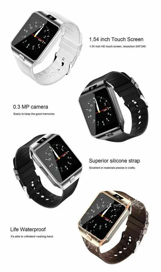 Main image of Bluetooth Smart Watch w/Camera Waterproof Phone Mate For Android Samsung iPhone - White