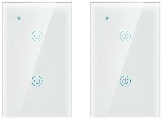 Main image of 1/2/3/4 Gang WiFi Smart Wall Touch Light Switch Glass Panel For Alexa/Google APP - Wall Switch 2 Gang
