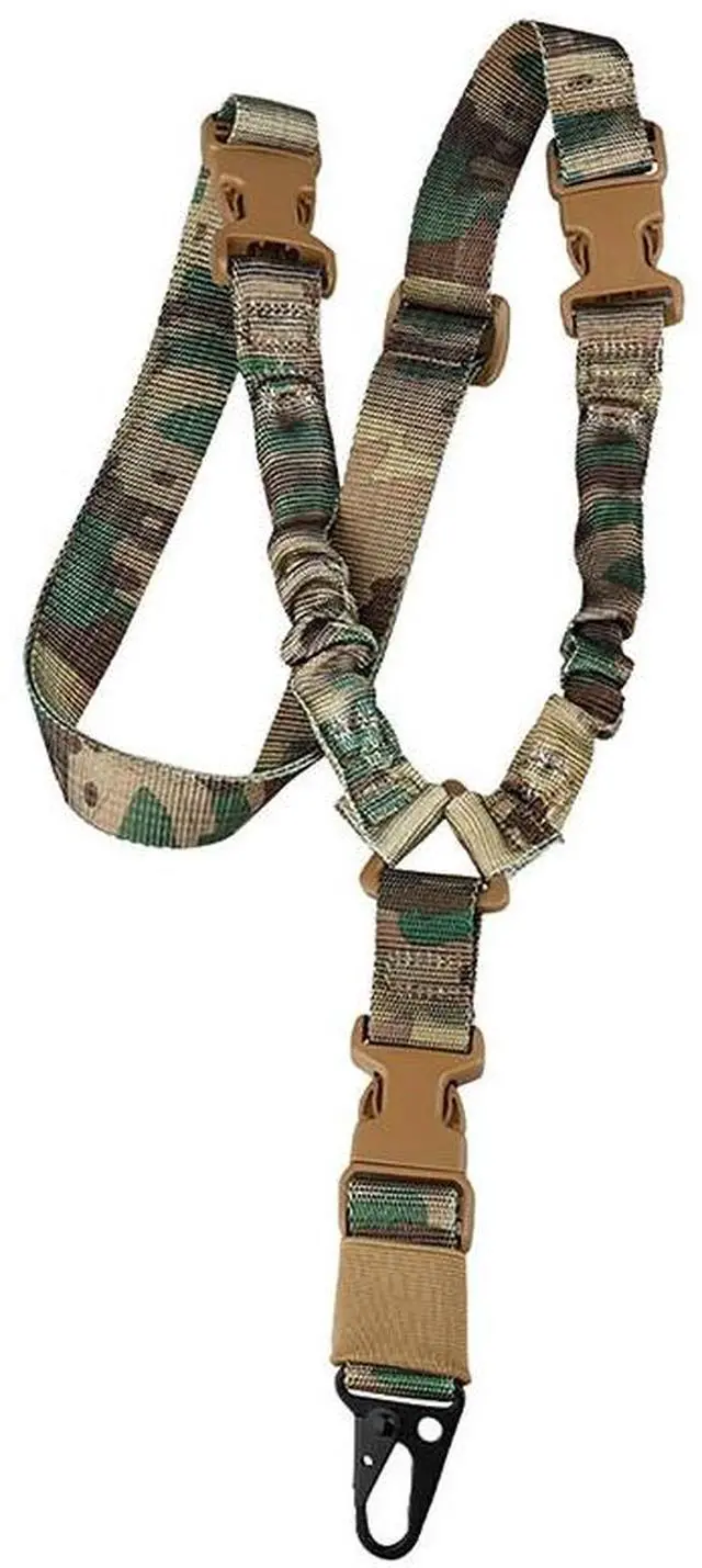 Main image of Heavy Duty Tactical Single Point Gun Rifle Sling Adjust & Quick Detach QD Buckle - Camo