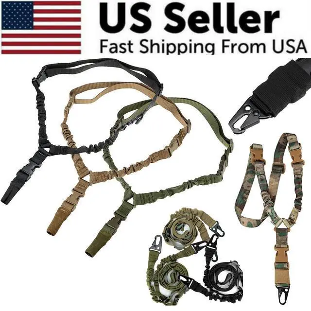Alt view image 3 of 7 - Heavy Duty Tactical Single Point Gun Rifle Sling Adjust & Quick Detach QD Buckle - Camo