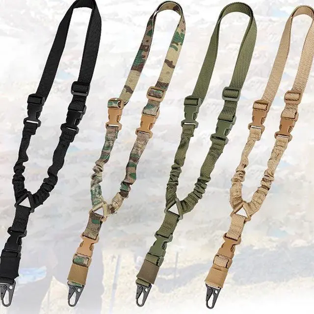 Alt view image 4 of 7 - Heavy Duty Tactical Single Point Gun Rifle Sling Adjust & Quick Detach QD Buckle - Camo