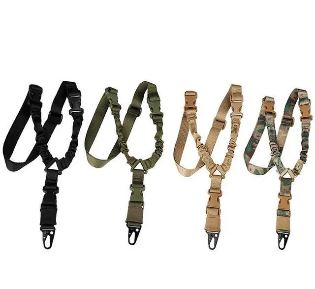 Alt view image 6 of 7 - Heavy Duty Tactical Single Point Gun Rifle Sling Adjust & Quick Detach QD Buckle - Camo