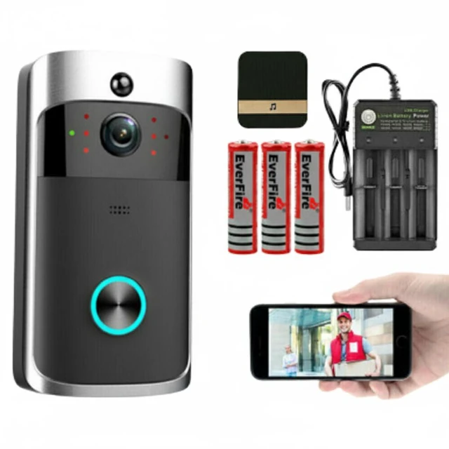 Main image of Smart Wireless WiFi Video Doorbell Phone Door Ring Intercom Security Camera Bell - Doorbell+Battery+Charger+Chime