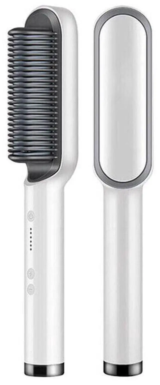 Main image of Hair Straightener Brush Straightening Curler Hot Comb Electric Adjustable Heat - White