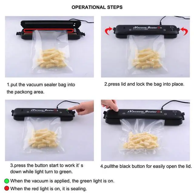 Alt view image 7 of 7 - Vacuum Sealer Machine Food Preservation Storage Saver Automatic With Seal Bag - 50Pcs Vacuum Bags