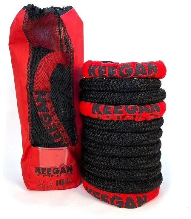 Main image of KEEGAN TOOLS 1.25"x30' Kinetic Energy Recovery Rope 46000 lbs Tow Rope Carry Bag - 7/8" x 20 ft