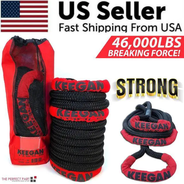 Alt view image 3 of 7 - KEEGAN TOOLS 1.25"x30' Kinetic Energy Recovery Rope 46000 lbs Tow Rope Carry Bag - 7/8" x 20 ft