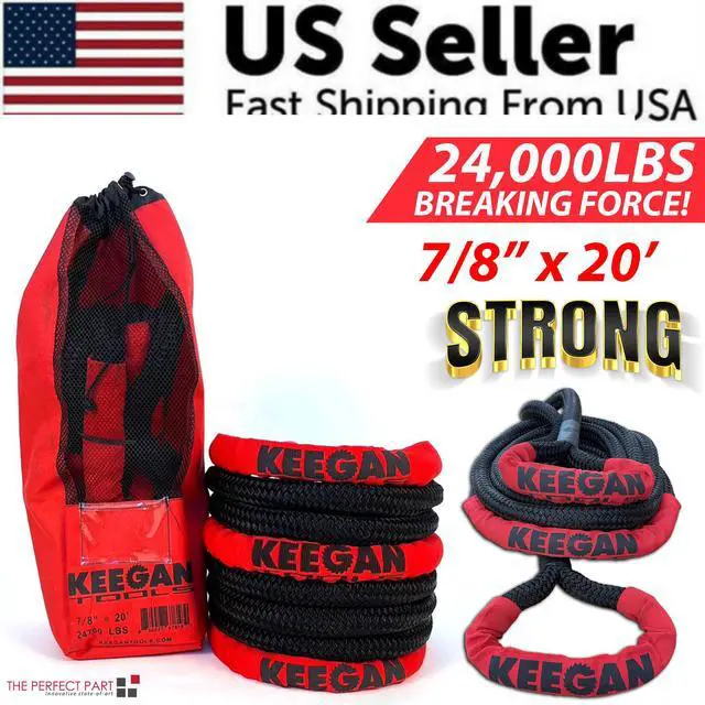 Alt view image 2 of 7 - KEEGAN TOOLS 1.25"x30' Kinetic Energy Recovery Rope 46000 lbs Tow Rope Carry Bag - 7/8" x 20 ft