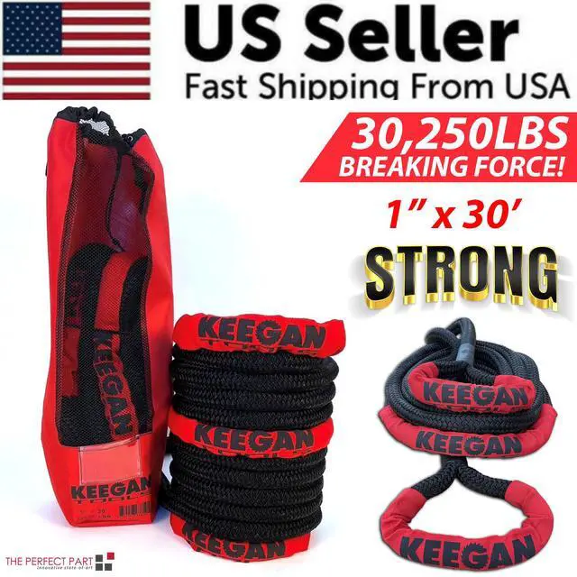 Alt view image 2 of 7 - KEEGAN TOOLS 1.25"x30' Kinetic Energy Recovery Rope 46000 lbs Tow Rope Carry Bag - 1" x 30 ft
