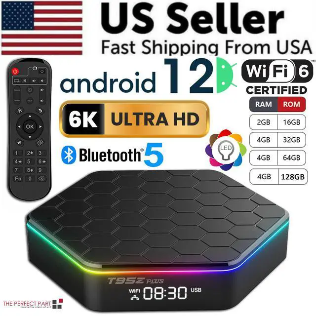 Alt view image 2 of 7 - Upgraded 2026 T95Z Plus Smart Android 12 TV Box Quad Core 6K 4K HD Stream Player - 2GB + 16GB