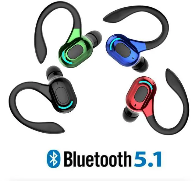 Alt view image 4 of 7 - New Bluetooth 5.1 Headset Wireless Earbuds Earphones Stereo Headphones Ear Hook - Black