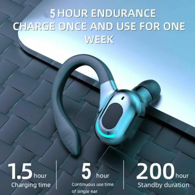 Alt view image 7 of 7 - New Bluetooth 5.1 Headset Wireless Earbuds Earphones Stereo Headphones Ear Hook - Black