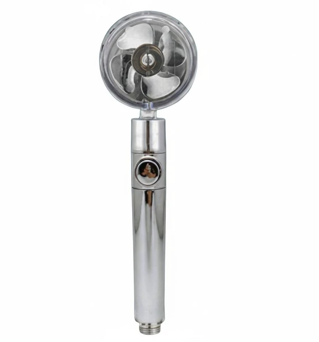 Main image of High Pressure Shower Head Adjustable 360° Rotation Turbine Water Saving Shower - Silver