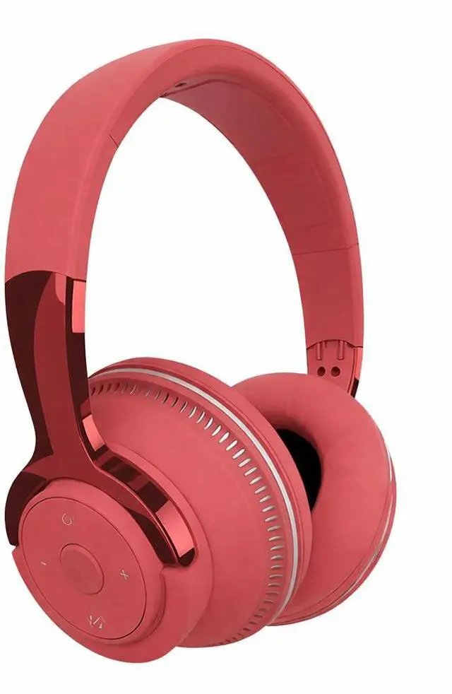 Main image of Wireless Bluetooth 5.1 Headphones Over Ear LED Headset Stereo Noise Cancelling - Red