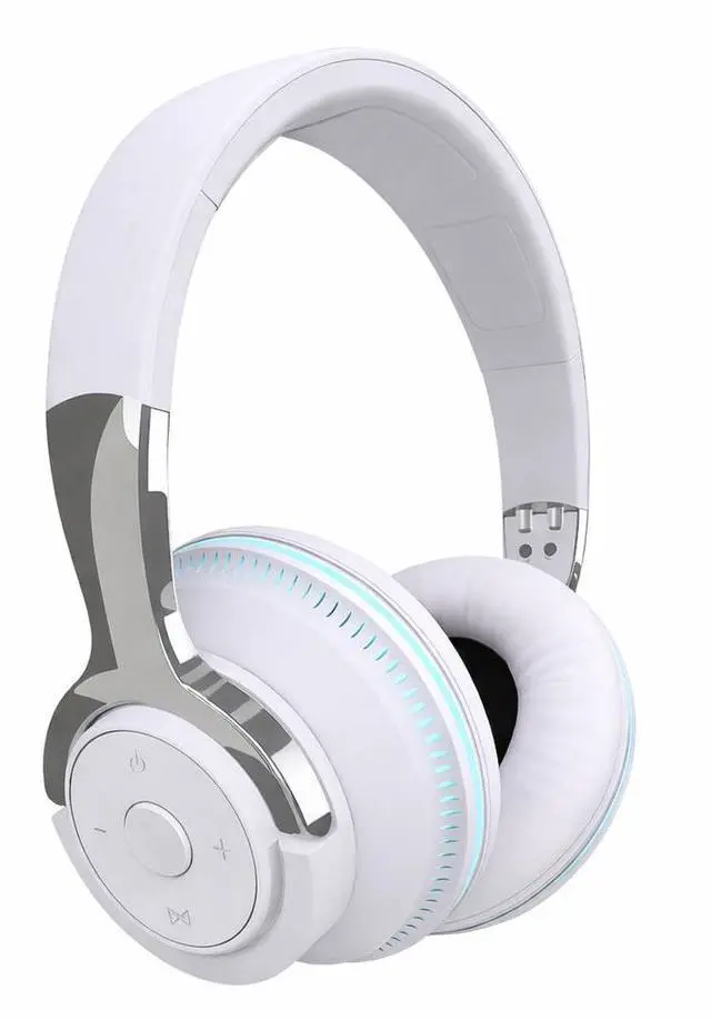 Main image of Wireless Bluetooth 5.1 Headphones Over Ear LED Headset Stereo Noise Cancelling - White