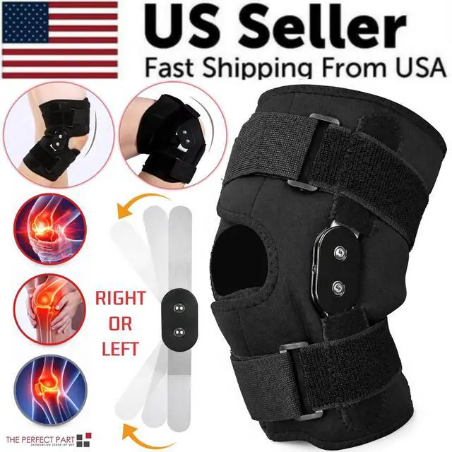 Alt view image 2 of 7 - Knee Brace Compression Sleeve Hinged Joint Support Open Patella Stabilizer Wrap - M
