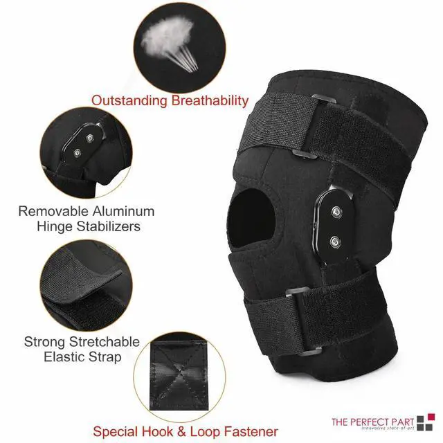 Alt view image 3 of 7 - Knee Brace Compression Sleeve Hinged Joint Support Open Patella Stabilizer Wrap - M