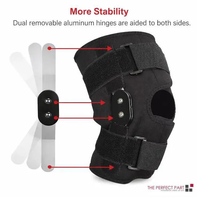 Alt view image 5 of 7 - Knee Brace Compression Sleeve Hinged Joint Support Open Patella Stabilizer Wrap - M
