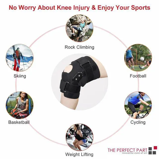 Alt view image 6 of 7 - Knee Brace Compression Sleeve Hinged Joint Support Open Patella Stabilizer Wrap - M