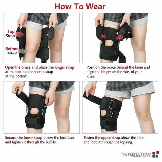 Alt view image 7 of 7 - Knee Brace Compression Sleeve Hinged Joint Support Open Patella Stabilizer Wrap - M