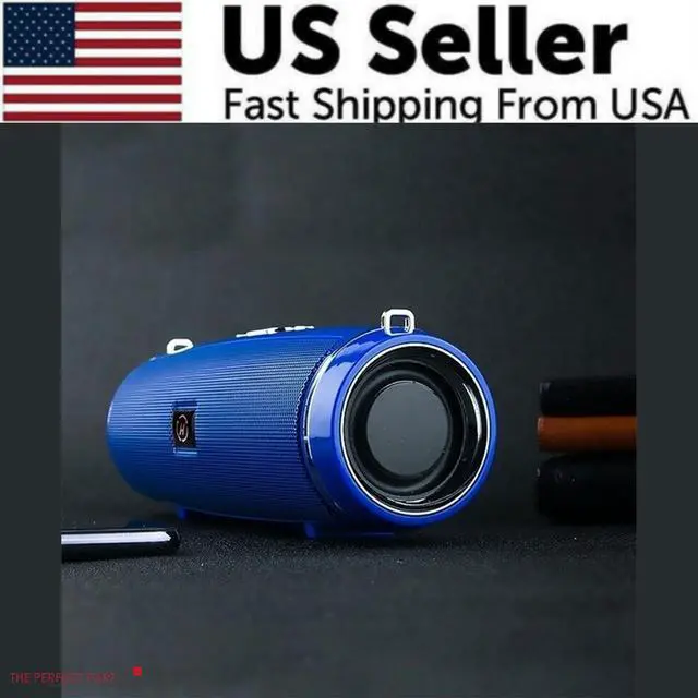 Alt view image 2 of 7 - Bluetooth 5.1 Speaker Wireless Waterproof Outdoor Stereo LOUD Bass USB/TF Strap - Blue