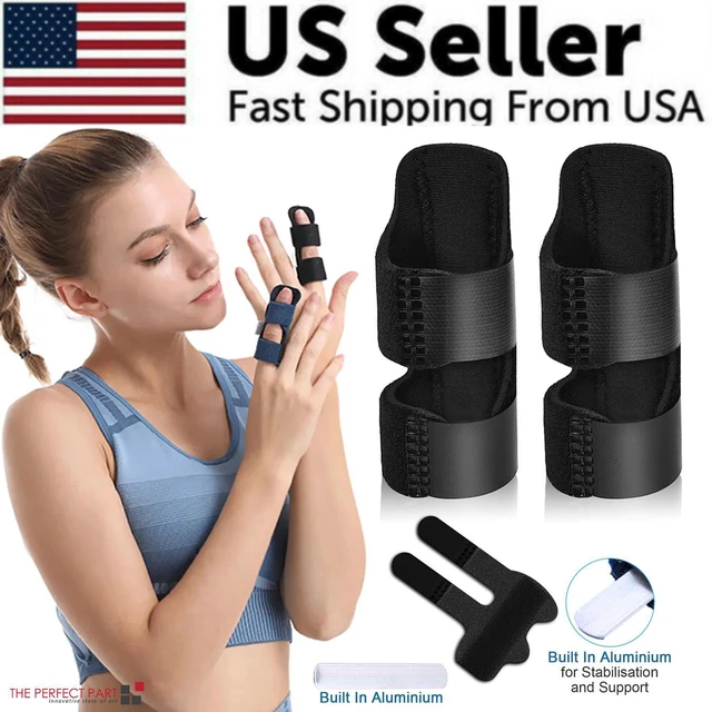 Alt view image 2 of 7 - Adjustable Trigger Finger Splint Straightener Corrector Brace Support Protector - Black - 2 Pack