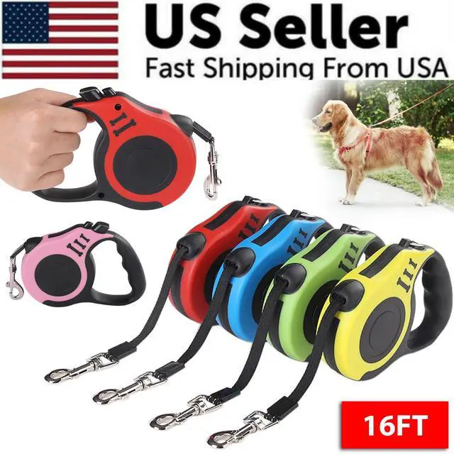 Alt view image 3 of 5 - 16.5FT Automatic Retractable Dog Leash Pet Collar Automatic Walking Lead Free US - Green