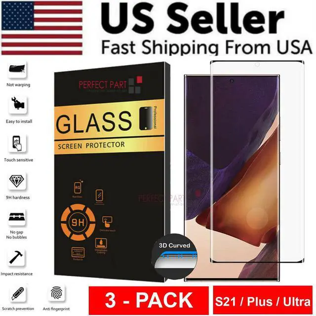 Main image of 3 PACK - For Samsung Galaxy S21 PLUS ULTRA Tempered Glass Screen Protector Clear - For Samsung Galaxy S21
