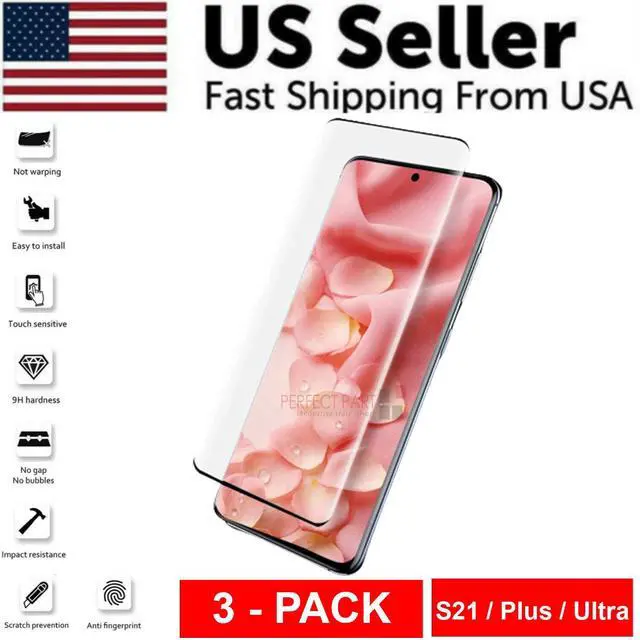 Alt view image 5 of 7 - 3 PACK - For Samsung Galaxy S21 PLUS ULTRA Tempered Glass Screen Protector Clear - For Samsung Galaxy S21