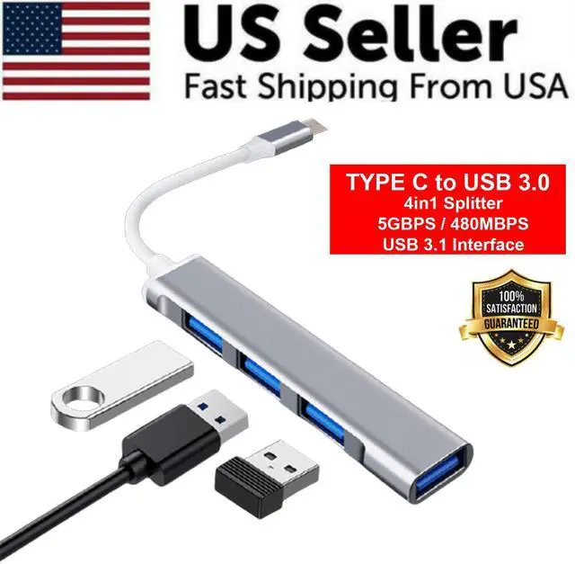 Main image of USB-C Type C to USB 3.0 4 Port Hub Splitter For PC Mac Phone MacBook Pro iPad