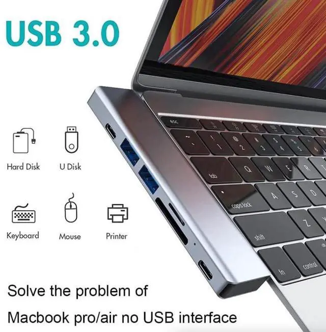 Alt view image 6 of 6 - USB-C Type C to USB 3.0 4 Port Hub Splitter For PC Mac Phone MacBook Pro iPad