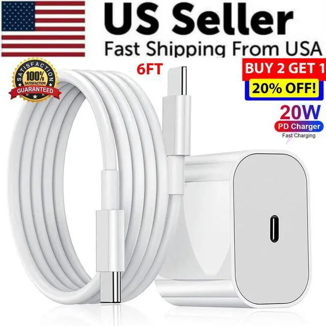Main image of OEM SPEC USB-C Fast Charger For iPhone 16 15 14 13 12 11 Pro Max XS Type C Cable - 20W Adapter + 6FT Cable