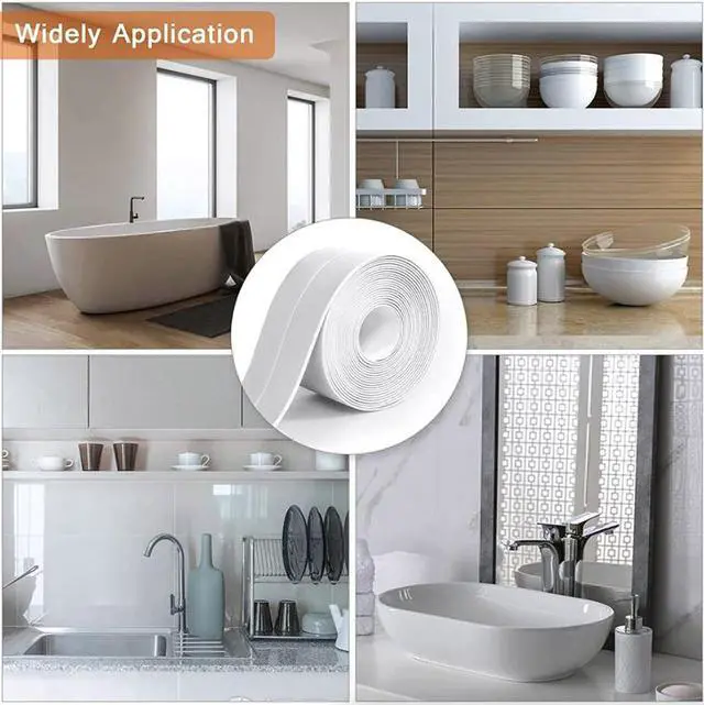 Alt view image 2 of 6 - 10.5FT PVC Self Adhesive Caulk Sealing Strip Tape For Kitchen Wall Sink Toilet - 10.5ft x 1.5in