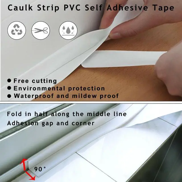 Alt view image 3 of 6 - 10.5FT PVC Self Adhesive Caulk Sealing Strip Tape For Kitchen Wall Sink Toilet - 10.5ft x 1.5in