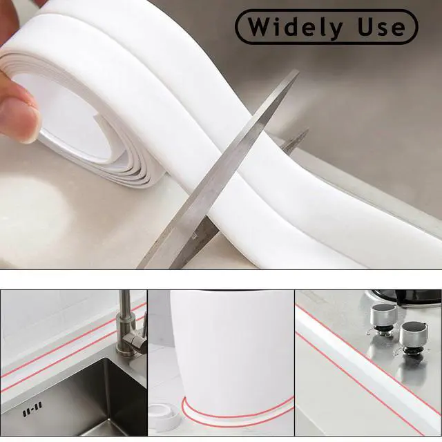 Alt view image 4 of 6 - 10.5FT PVC Self Adhesive Caulk Sealing Strip Tape For Kitchen Wall Sink Toilet - 10.5ft x 1.5in