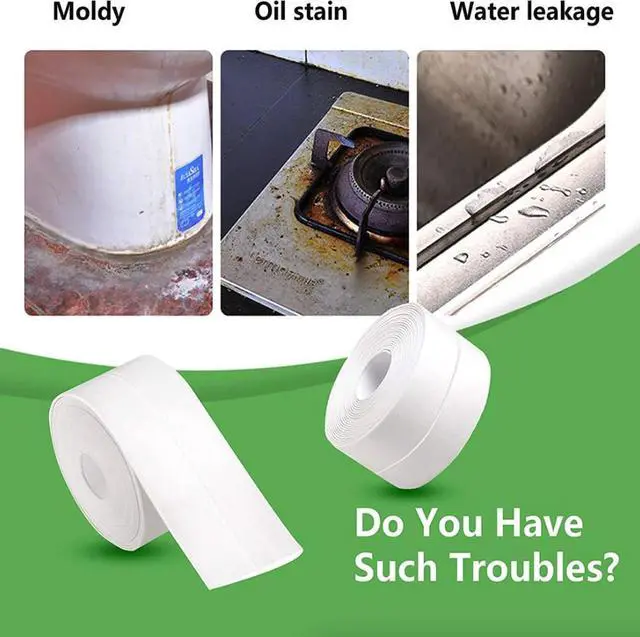 Alt view image 5 of 6 - 10.5FT PVC Self Adhesive Caulk Sealing Strip Tape For Kitchen Wall Sink Toilet - 10.5ft x 1.5in