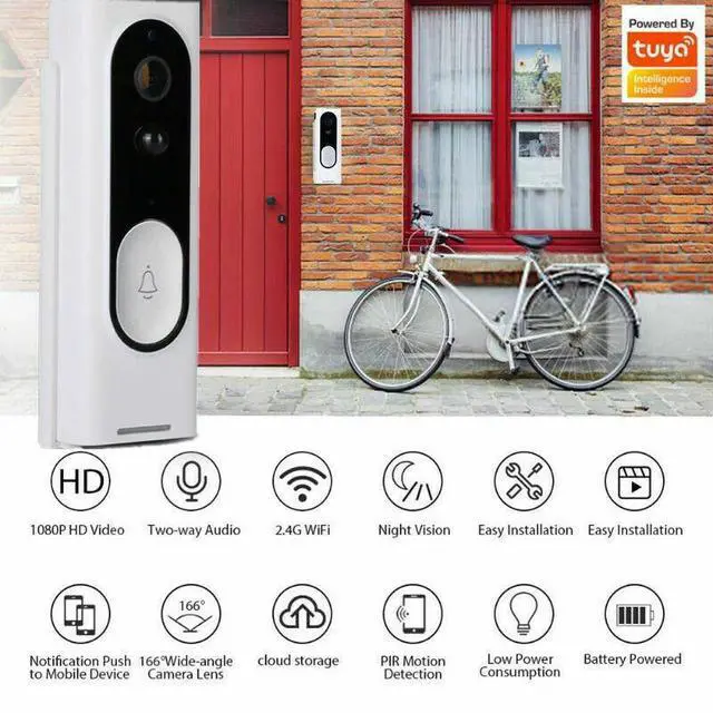 Alt view image 3 of 6 - WiFi Ring Doorbell 1080P HD Security Camera Wireless Door Bell Camera With Chime - No