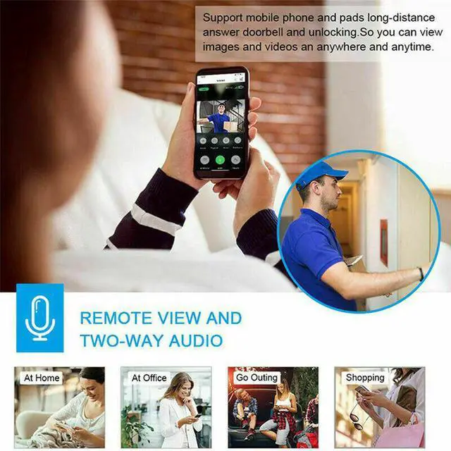 Alt view image 4 of 6 - WiFi Ring Doorbell 1080P HD Security Camera Wireless Door Bell Camera With Chime - No