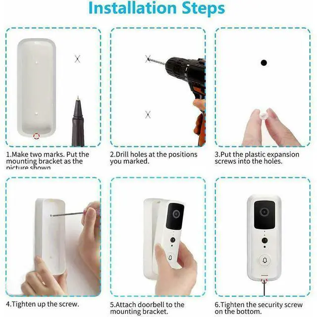 Alt view image 5 of 6 - WiFi Ring Doorbell 1080P HD Security Camera Wireless Door Bell Camera With Chime - No