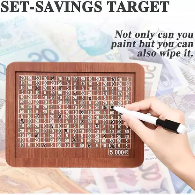 Alt view image 4 of 6 - Cash Vault Wooden Savings Box Wooden Cash Saver Money Saving Box With Countdown - Five Thousand Dollars