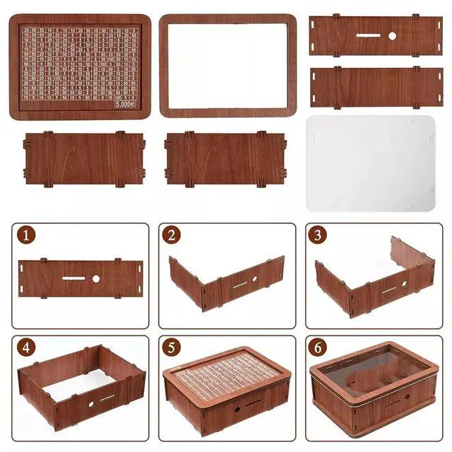Alt view image 6 of 6 - Cash Vault Wooden Savings Box Wooden Cash Saver Money Saving Box With Countdown - Five Thousand Dollars