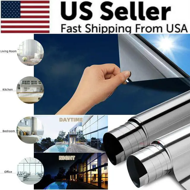 Alt view image 2 of 6 - One Way Mirror Tint Window Film Privacy Protect UV Reflective Sun Block For Home - Silver