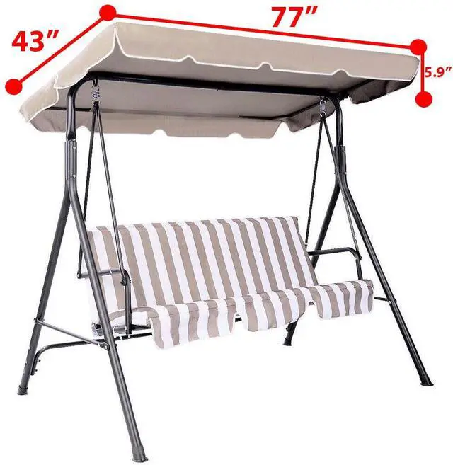 Main image of 77"x43" Patio Outdoor Garden Swing 300D Canopy Replacement Porch Top Cover Seat - Beige