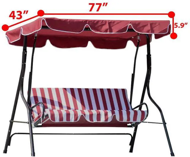 Main image of 77"x43" Patio Outdoor Garden Swing 300D Canopy Replacement Porch Top Cover Seat - Burgundy
