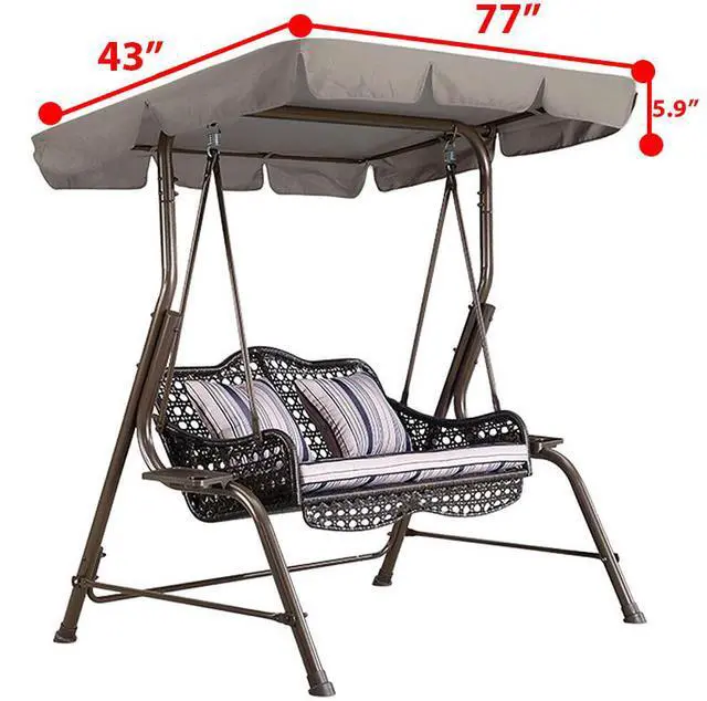 Alt view image 6 of 6 - 77"x43" Patio Outdoor Garden Swing 300D Canopy Replacement Porch Top Cover Seat - Green