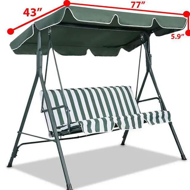 Alt view image 5 of 6 - 77"x43" Patio Outdoor Garden Swing 300D Canopy Replacement Porch Top Cover Seat - Green