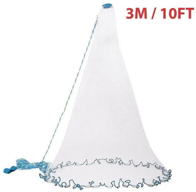 Main image of 6/8/10/12/16FT Fishing Cast Net Bait Easy Throw Hand Cast Strong Nylon Mesh USA - 3M / 10FT