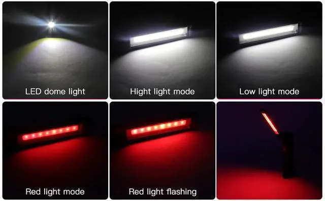 Alt view image 6 of 6 - Rechargeable LED COB Work Light Mechanic Flashlight Lamp Magnetic Base Bright - 1 Large