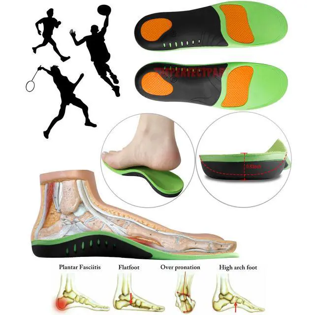 Alt view image 3 of 6 - Orthotic Shoe Insoles Inserts Flat Feet High Arch Support For Plantar Fasciitis - Medium